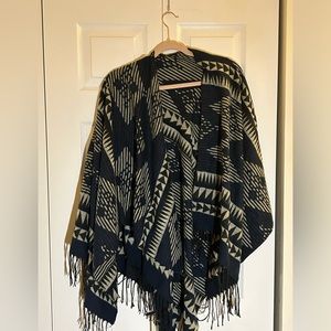 Blue Patterned Poncho